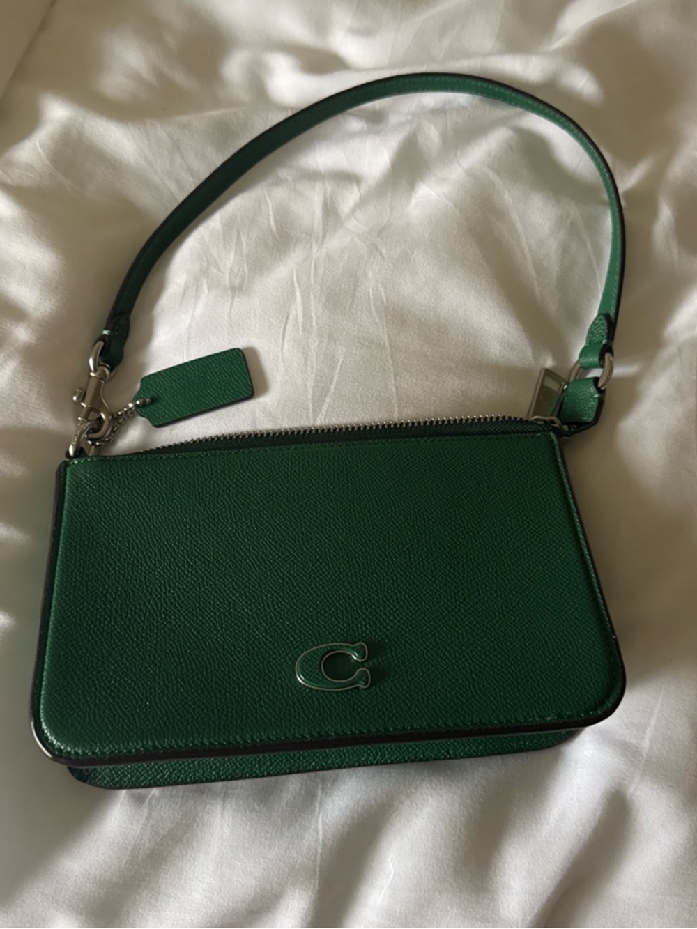 Coach Emerald Green Pebbled Leather Shoulder Bag